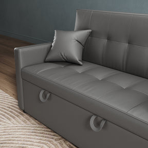 2 Seater Sofa Bed 3 in 1 with Storage, Hidden Pull-Out Bed, Adjustable Backrest and 2 Cushions, Dark Gray
