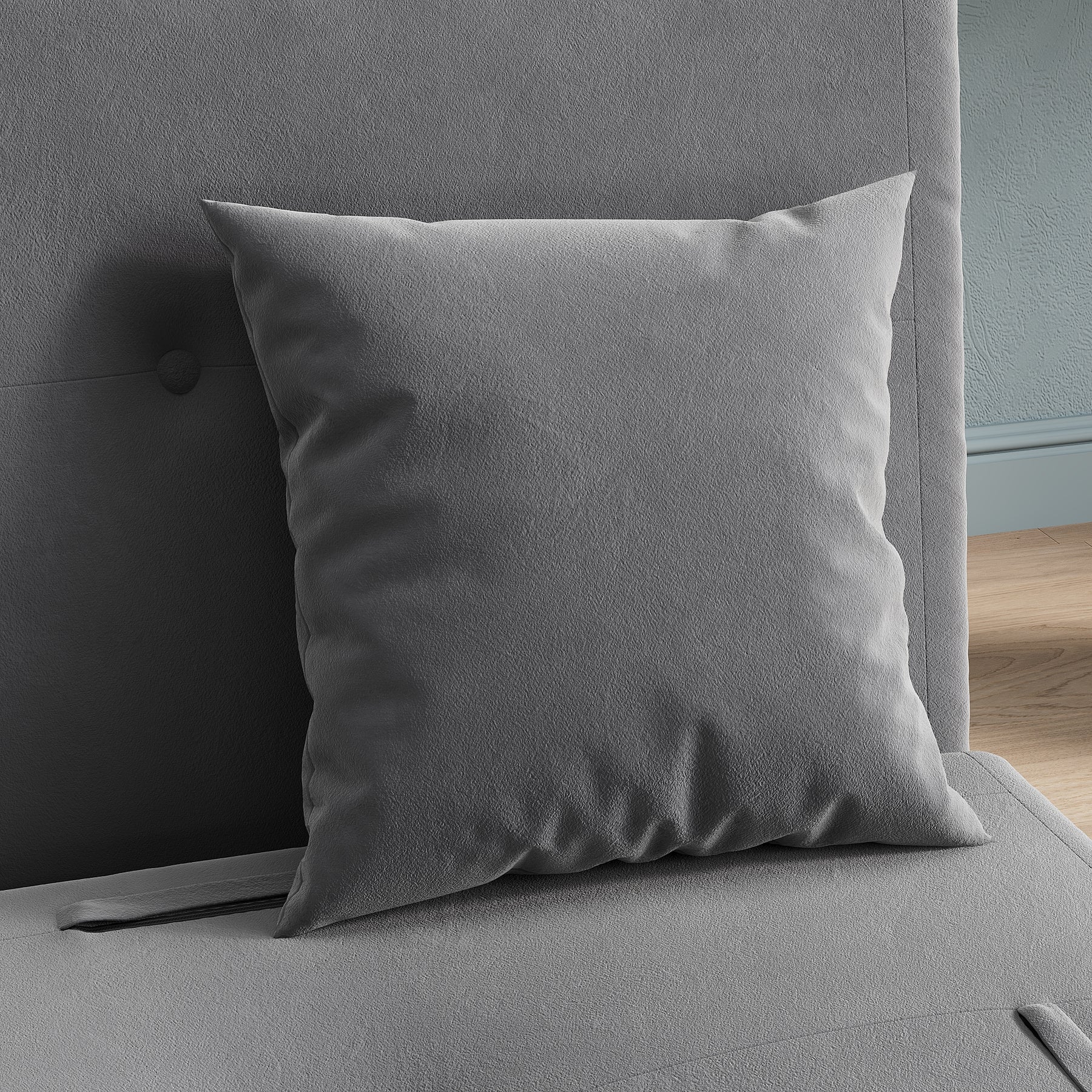 Sofa Bed with Sofa Bed Storage, 3 Fold Design, Iron Legs, 6-Level Backrest Backrest and 2 Cushions, Dark Grey