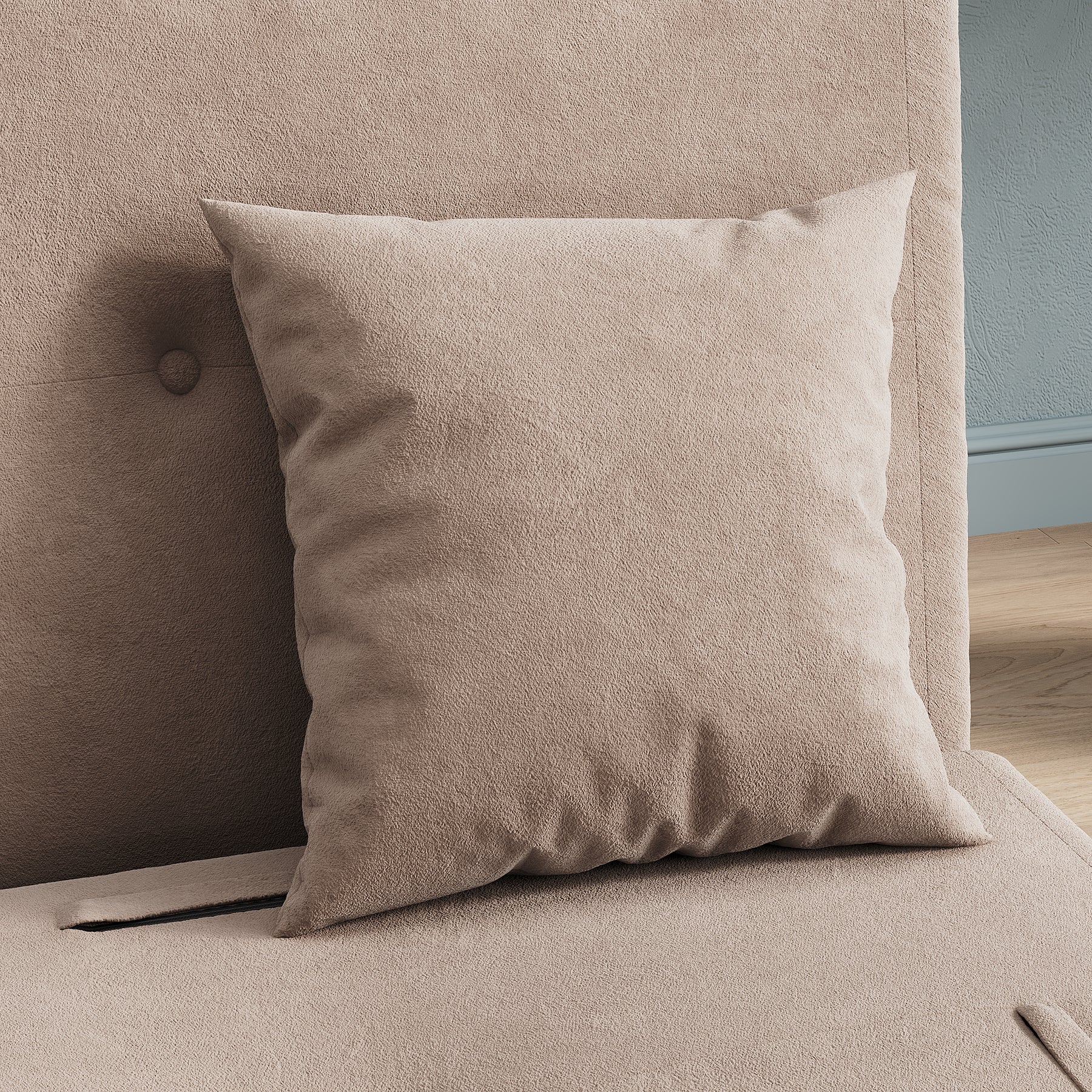 Sofa Bed with Sofa Bed Storage, 3 Fold Design, Iron Legs, 6-Level Backrest Adjustment and 2 Cushions, Khaki
