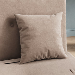 Sofa Bed with Sofa Bed Storage, 3 Fold Design, Iron Legs, 6-Level Backrest Adjustment and 2 Cushions, Khaki