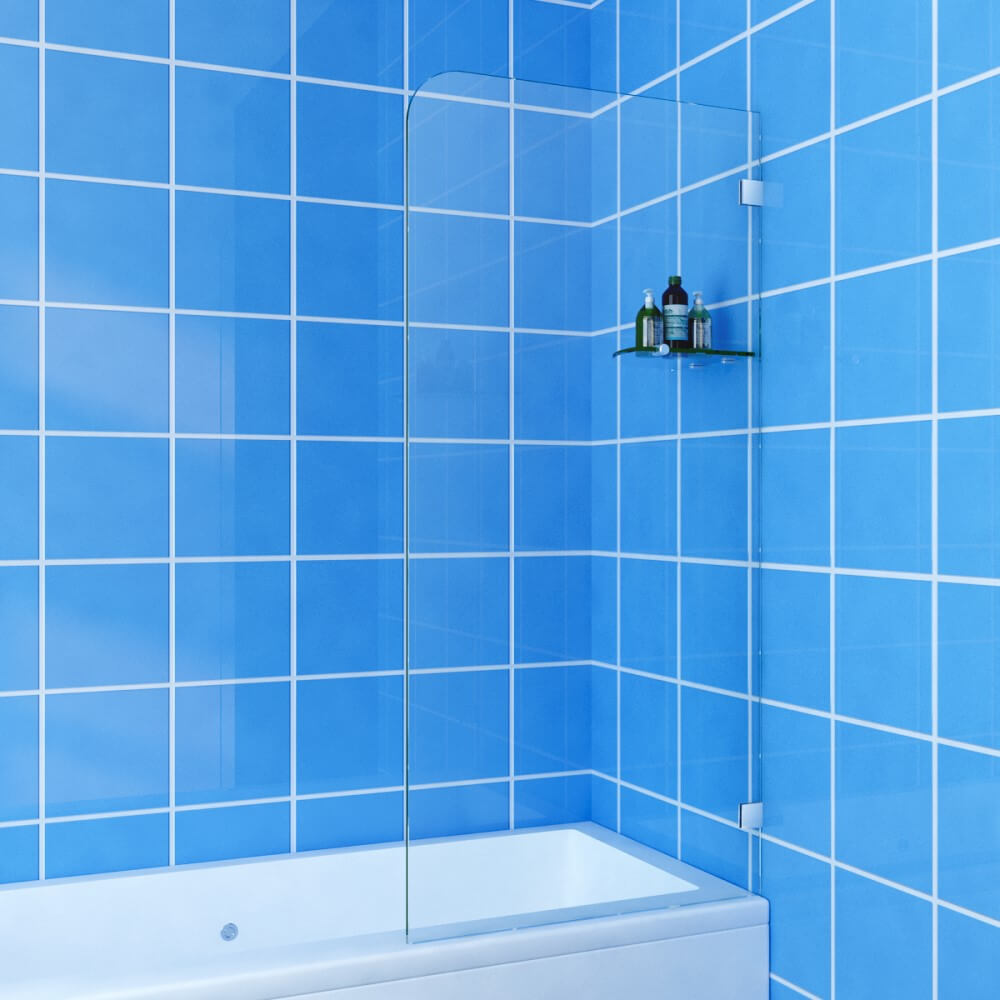 Frameless Square Shower Screen Fixed bath Panel Fit left/right side - Elegantshowers