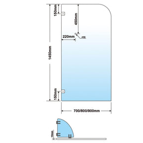 Frameless Square Shower Screen Fixed bath Panel Fit left/right side - Elegantshowers