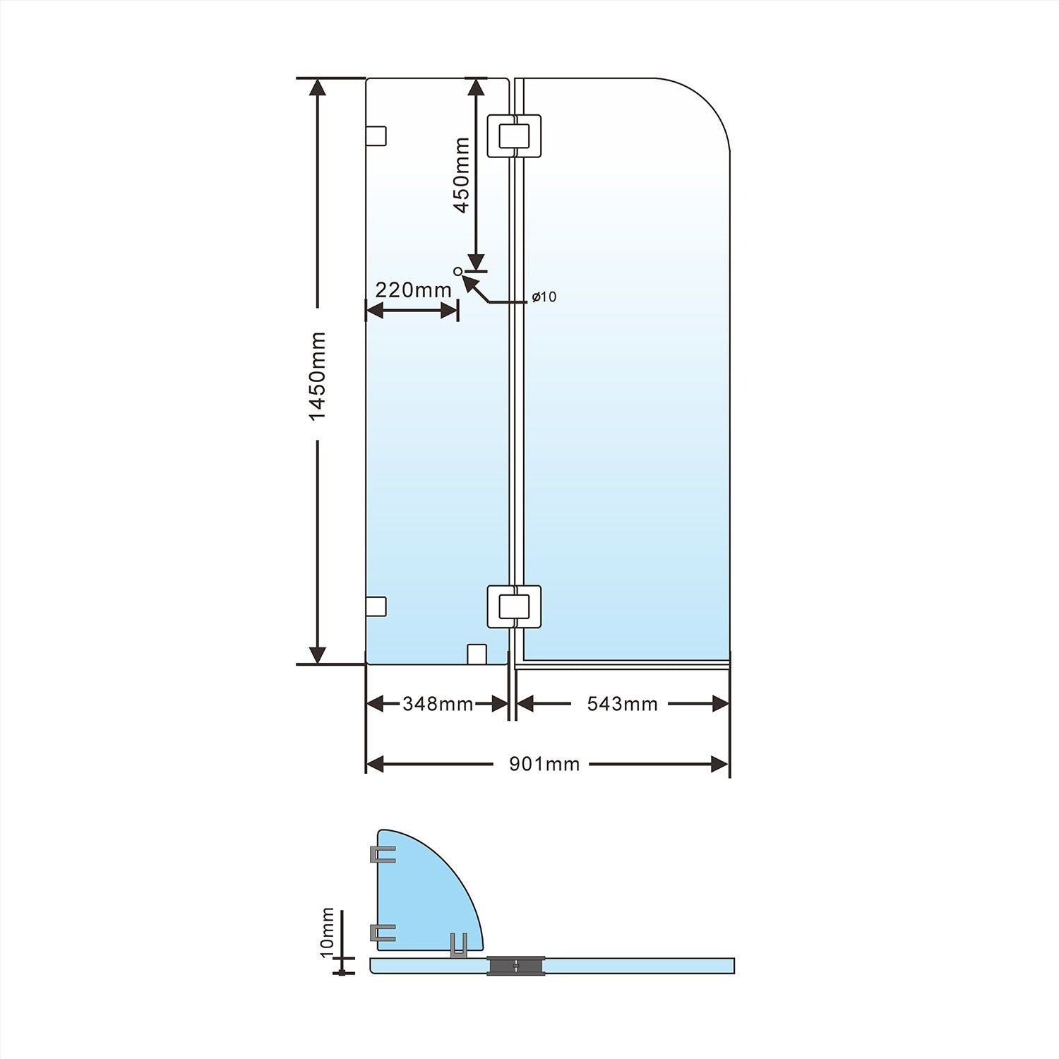 ELEGANT SHOWERS Over Bath Shower Screen Swing Glass