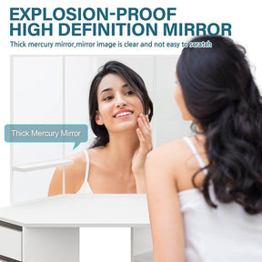 Corner Dressing Table With Mirror Stool Set Makeup Storage Cabinet Organize - Elegantshowers