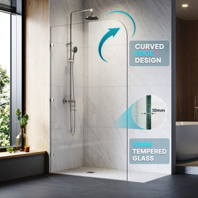 Elegant Showers 1200mm Frameless Hinged Shower Screen 10mm Tempered Glass