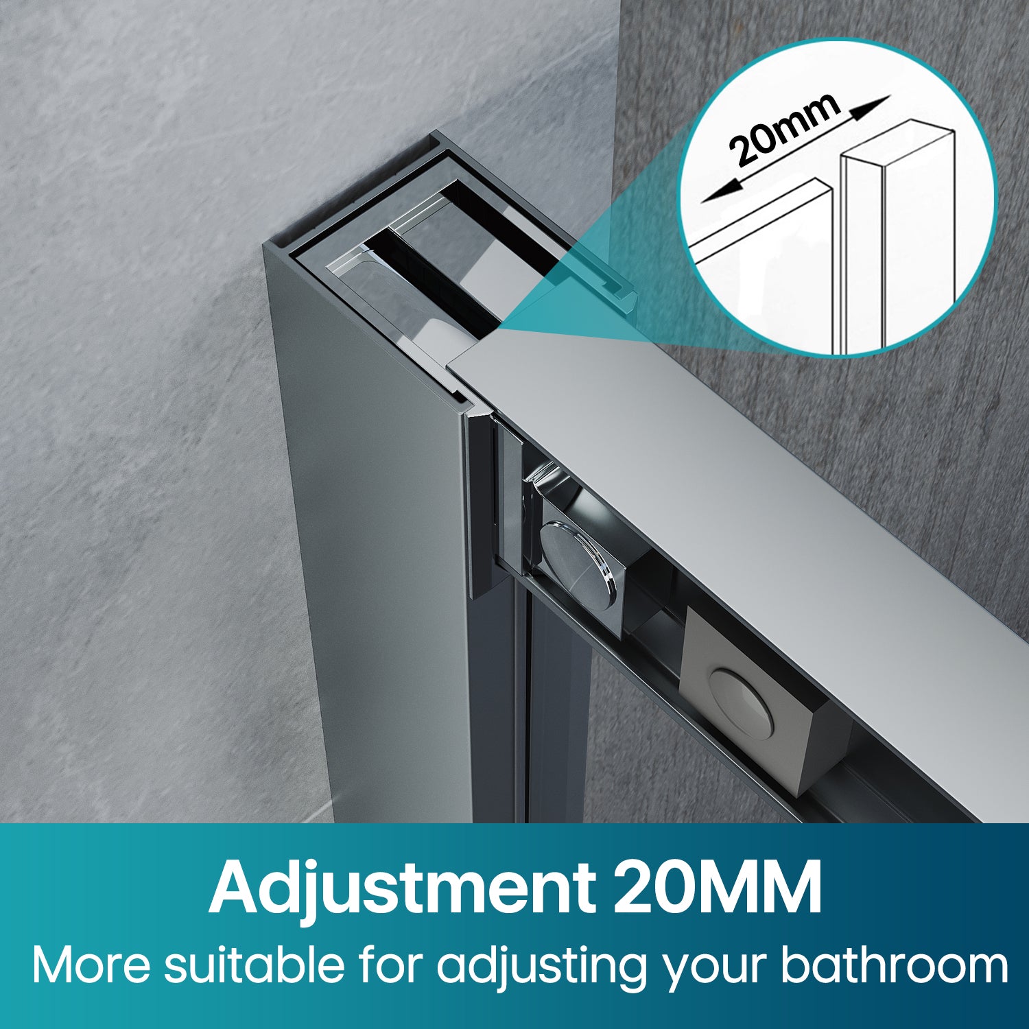 Sliding Shower Door with 5 mm Clear Glass Panel, Reversible Shower Enclosure,  Chrome colour matte frame