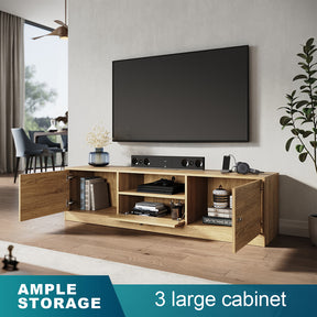 1600mm Natural TV Cabinet Entertainment Unit Stand with 1 open storage & 3 closed storage - Elegant Showers AU