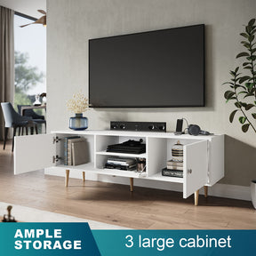1400mm TV Cabinet Entertainment Unit Stand Storage Drawer Shelf White - Elegant Showers AU