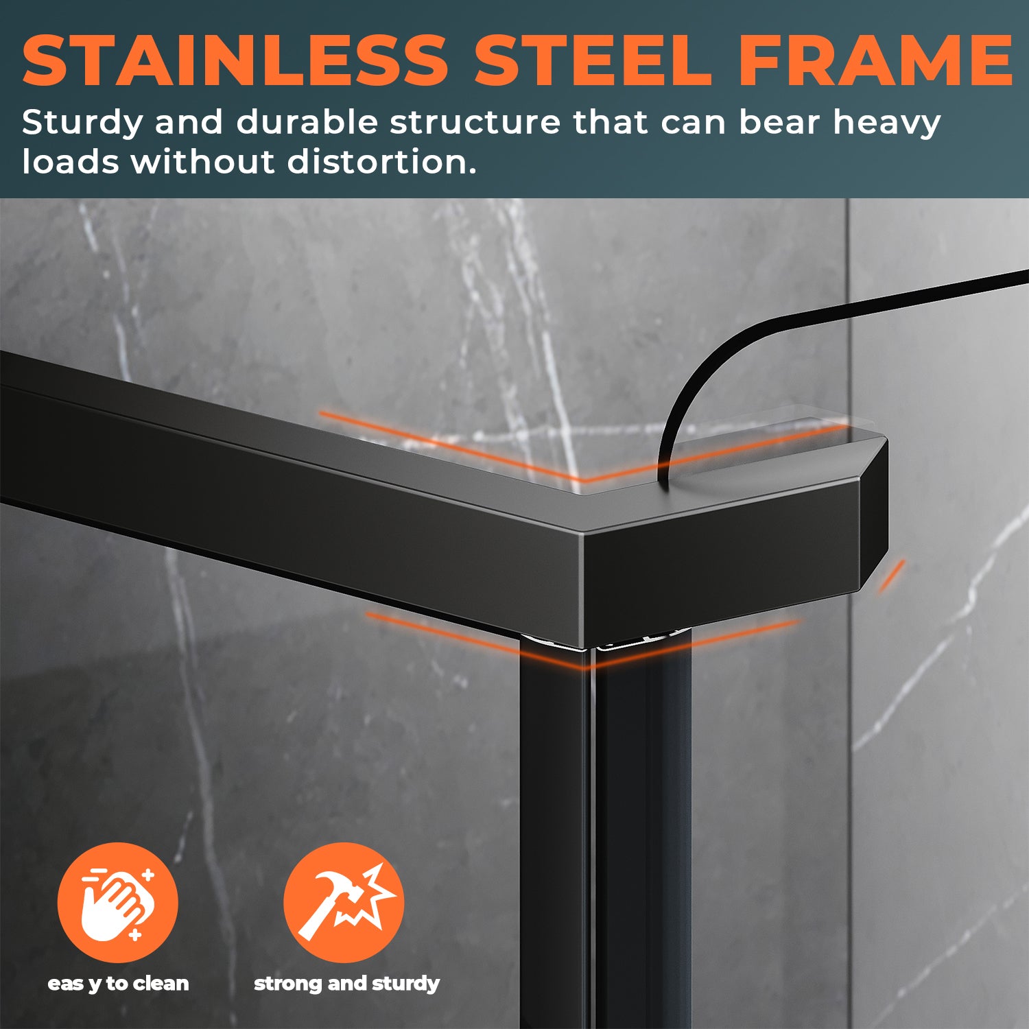 ELEGANT SHOWERS Diamond Semi Frameless Shower Screen black 90cm-100cm