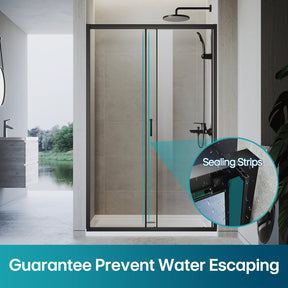 Sliding door shower enclosure, black framed, two-panel sliding shower screen