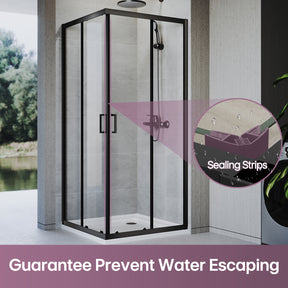 Square Corner Sliding Doors balck easily install height 1900mm