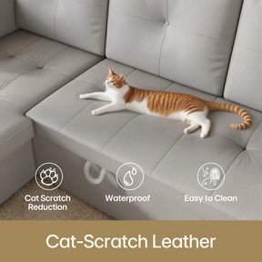 3 in 1 Corner Sofas with Pull-Out Bed, Hidden Storage and Plastic Legs, Light Gray