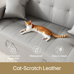 2 Seater Sofa Bed 3 in 1 with Storage, Hidden Pull-Out Bed, Adjustable Backrest and 2 Cushions, Light Gray