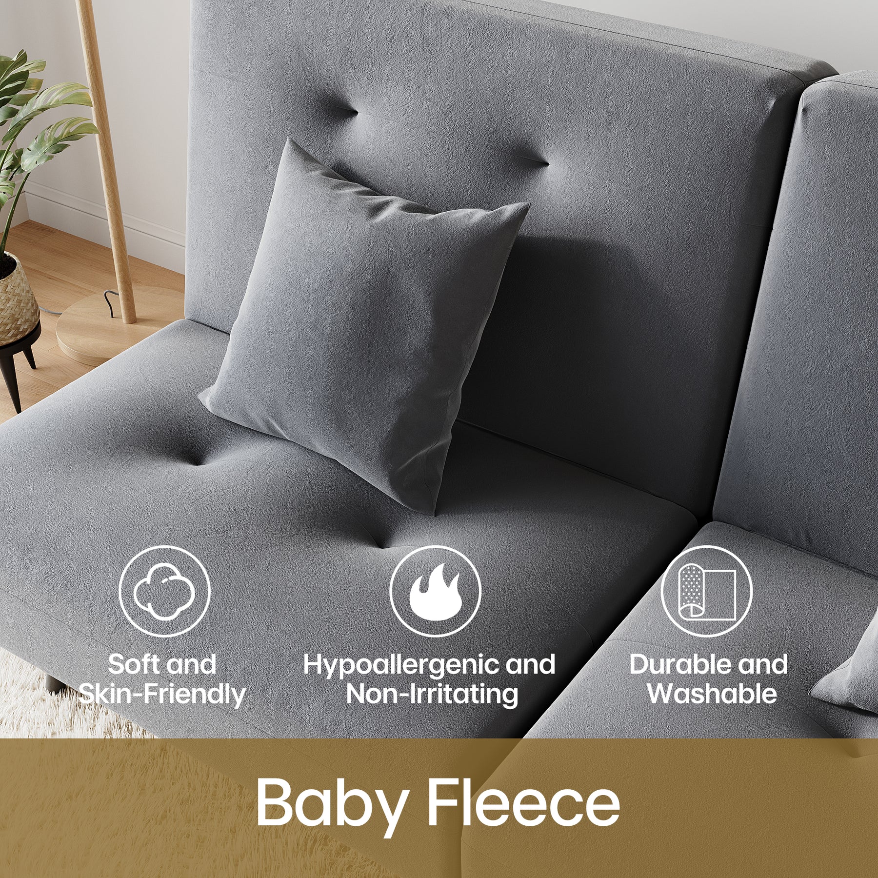 Sofa Bed 2 Seater with Sofa Bed Storage, Double Fold Design, Iron Legs, Adjustable Backrest and 2 Cushions, Dark Grey