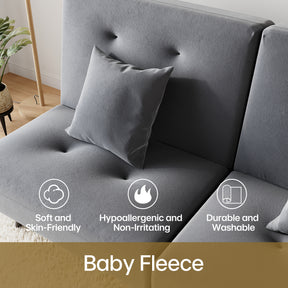 Sofa Bed 2 Seater with Sofa Bed Storage, Double Fold Design, Iron Legs, Adjustable Backrest and 2 Cushions, Dark Grey