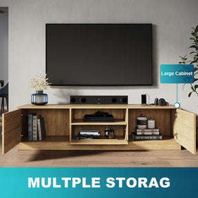 1600mm Natural TV Cabinet Entertainment Unit Stand with 1 open storage & 3 closed storage - Elegant Showers AU
