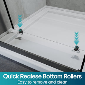 Sliding door shower enclosure, black framed, two-panel sliding shower screen