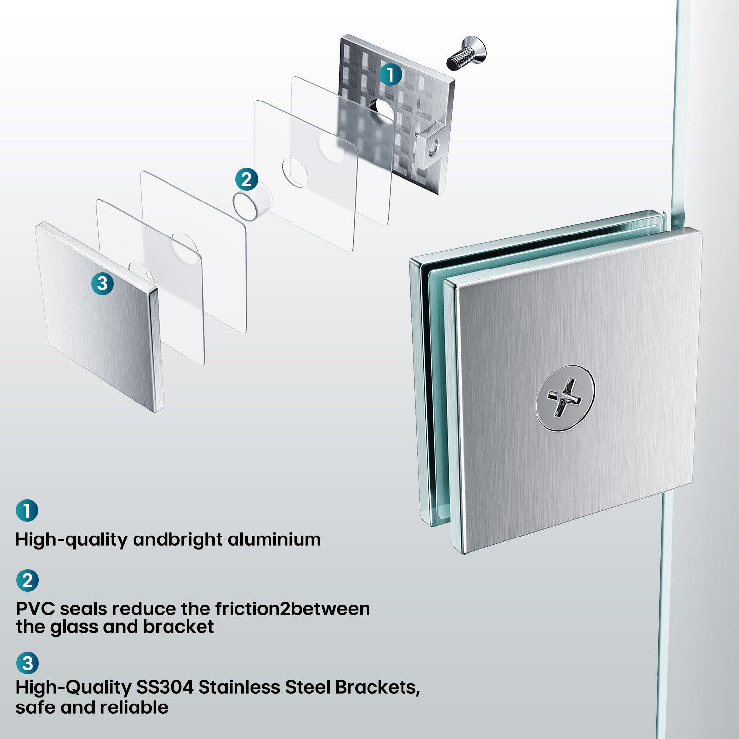 Elegant Showers 1200mm Frameless Hinged Shower Screen 10mm Tempered Glass