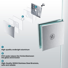 Elegant Showers 1200mm Frameless Hinged Shower Screen 10mm Tempered Glass