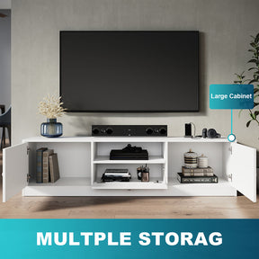 1600mm White TV Cabinet Entertainment Unit Stand with 1 open storage & 3 closed storage - Elegant Showers AU