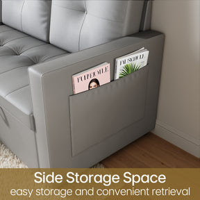 3 in 1 Corner Sofas with Pull-Out Bed, Hidden Storage and Plastic Legs, Light Gray