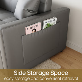 2 Seater Sofa Bed 3 in 1 with Storage, Hidden Pull-Out Bed, Adjustable Backrest and 2 Cushions, Dark Gray