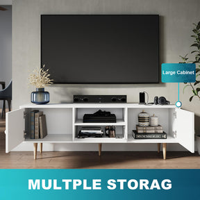 1400mm TV Cabinet Entertainment Unit Stand Storage Drawer Shelf White - Elegant Showers AU