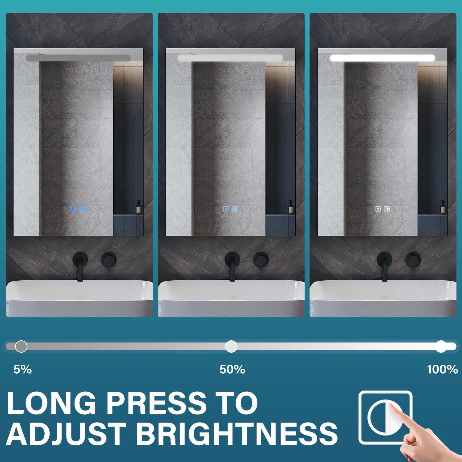 Single-door grey wooden mirror cabinet with cosmetic shelf 485x700x130mm