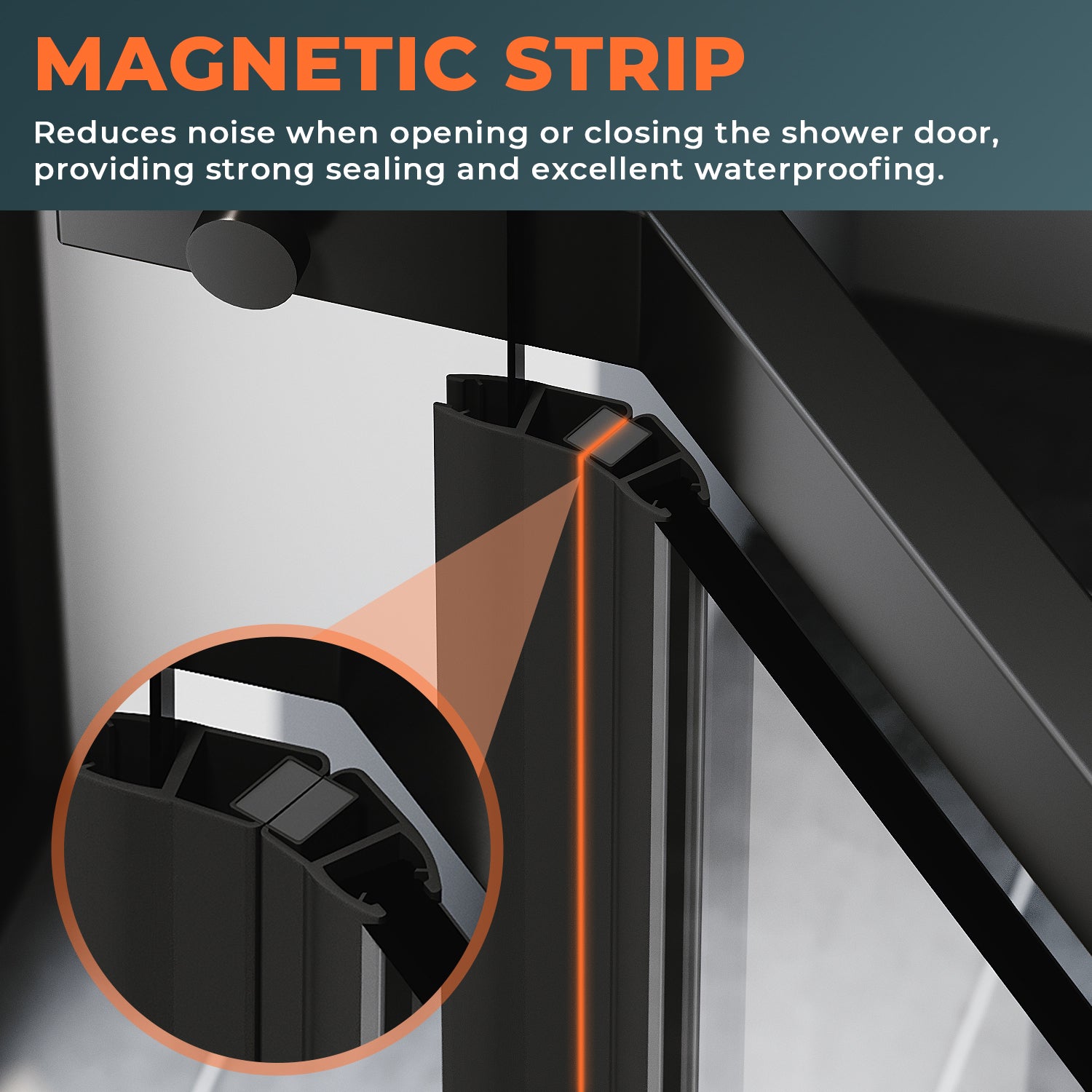 ELEGANT SHOWERS Diamond Semi Frameless Shower Screen black 90cm-100cm