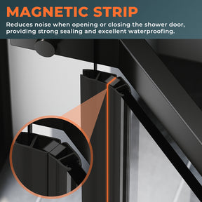 ELEGANT SHOWERS Diamond Semi Frameless Shower Screen black 90cm-100cm