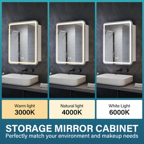 LED bathroom wall cabinet with tissue box, Urban Beige, 550x700x150mm