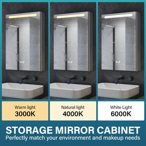 Single-door grey wooden mirror cabinet with cosmetic shelf 485x700x130mm