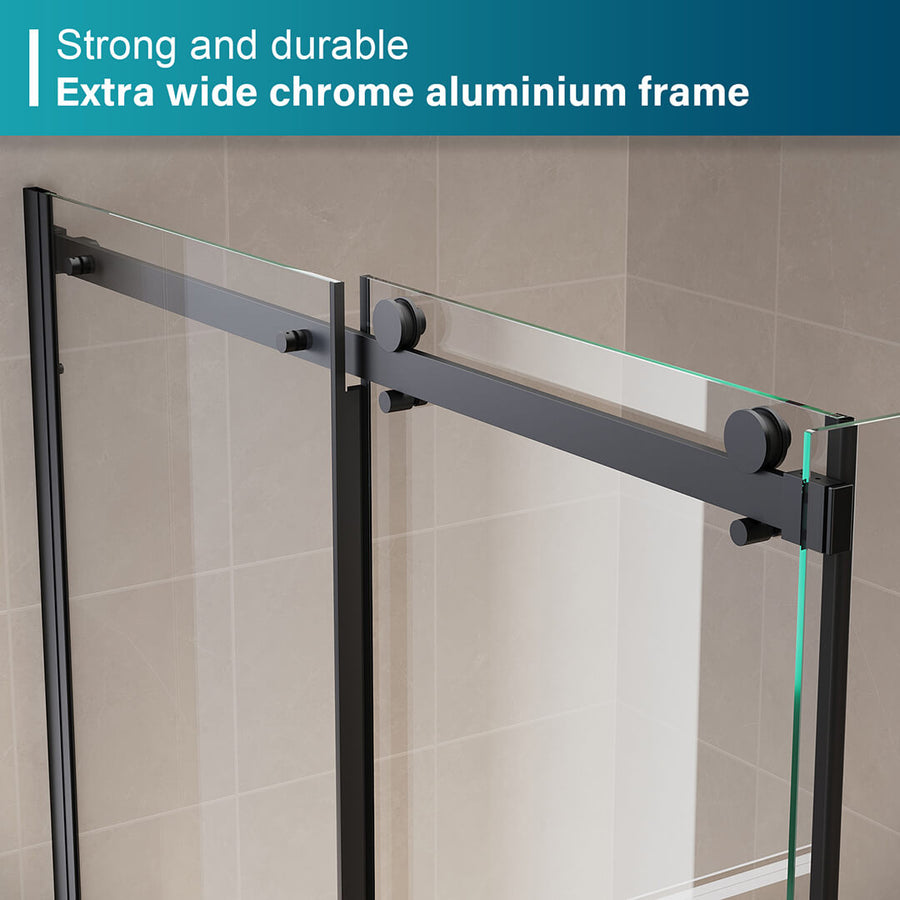 ELEGANT SHOWERS Frameless Sliding Shower Screens Luxury Bathroom Black