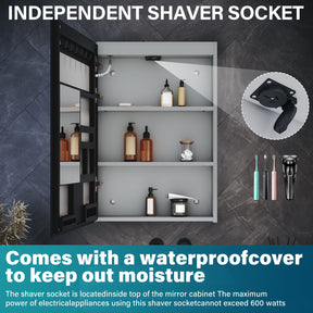 Single-door grey wooden mirror cabinet with cosmetic shelf 485x700x130mm