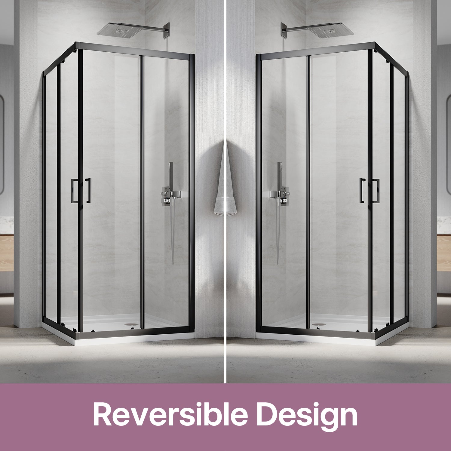 Square Corner Sliding Doors balck easily install height 1900mm