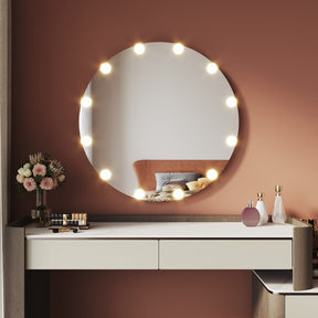 Round LED Vanity Mirror Wall Mount Or Tabletop Mirror with 3 Color Modes  800x800x35mm