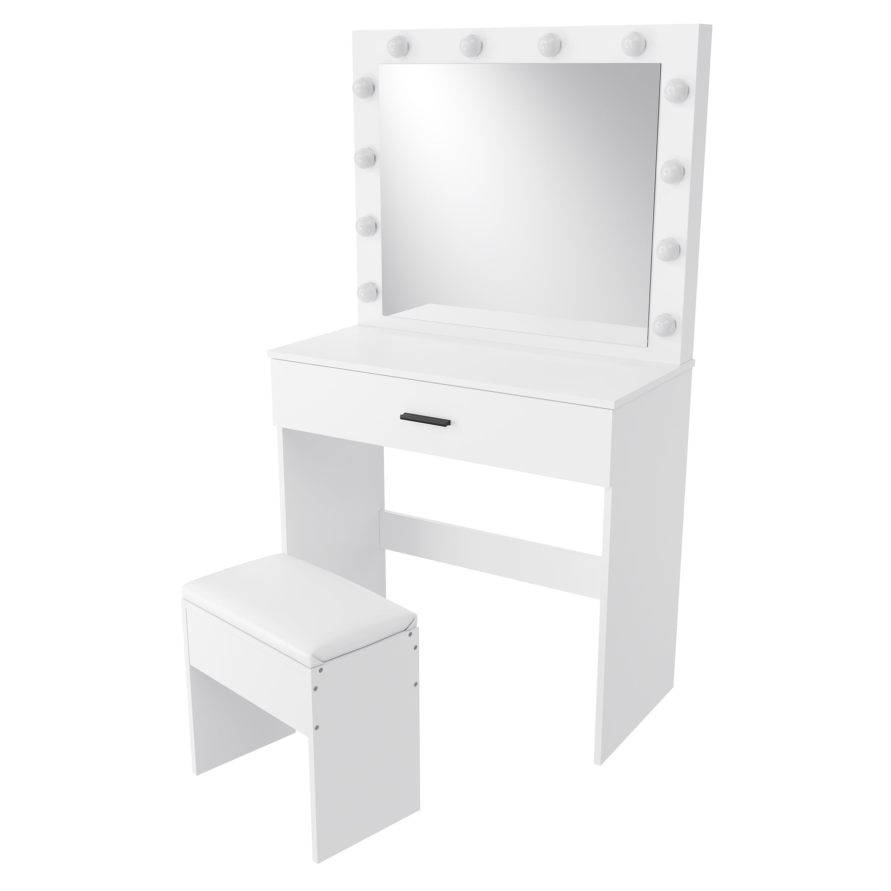 Dressing Table Vanity Set Stool Makeup 12 LED Bulbs Jewellery Organizer Cabinet