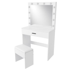 Dressing Table Vanity Set Stool Makeup 12 LED Bulbs Jewellery Organizer Cabinet