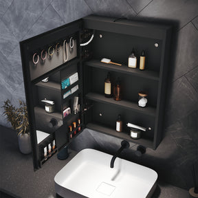 LED Bathroom Cabinet with Makeup Storage Shelf, color Hemp Black , 485x700x130mm