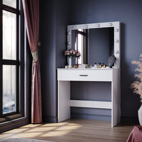 Dressing Table Vanity Set Stool Makeup 12 LED Bulbs Jewellery Organizer Cabinet