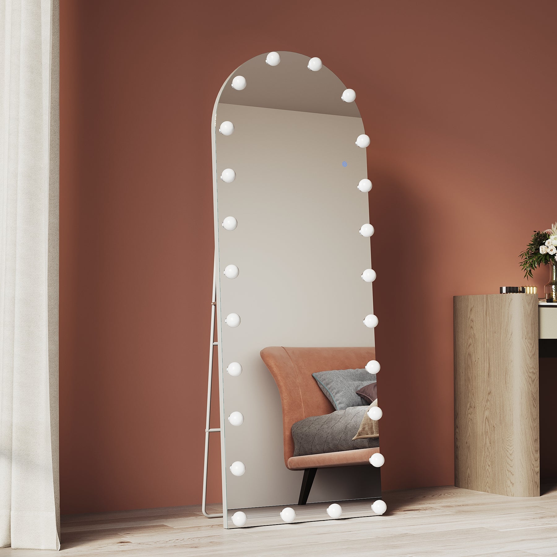 Arched LED Lighted Vanity Mirror with Mounting Bracket 1600x1600x35mm