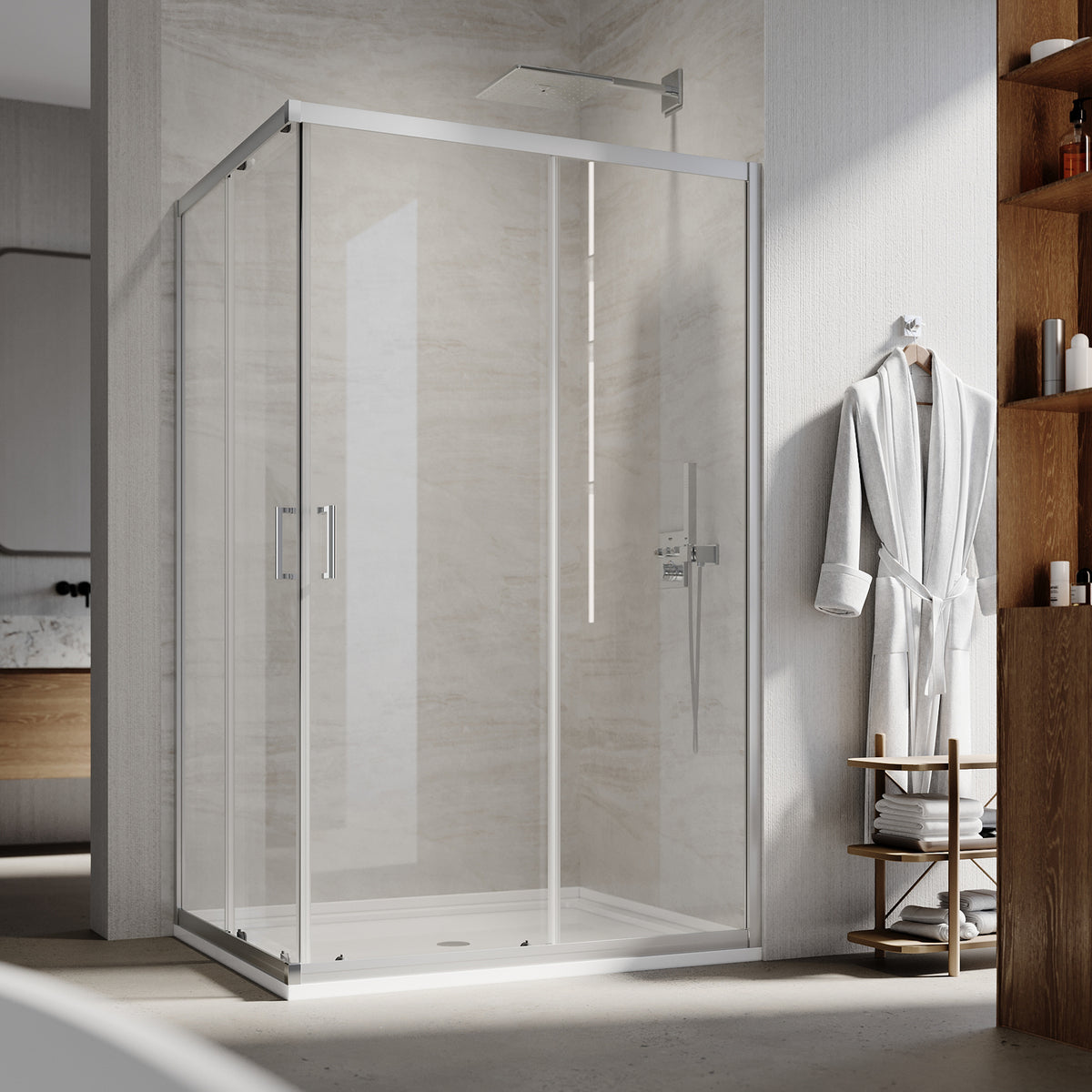 Square Sliding Doors, Corner shower enclosure with aluminum frame,  6mm safety tempered glass