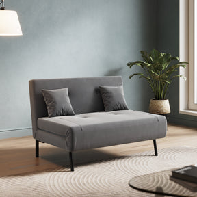 Sofa Bed with Sofa Bed Storage, 3 Fold Design, Iron Legs, 6-Level Backrest Backrest and 2 Cushions, Dark Grey