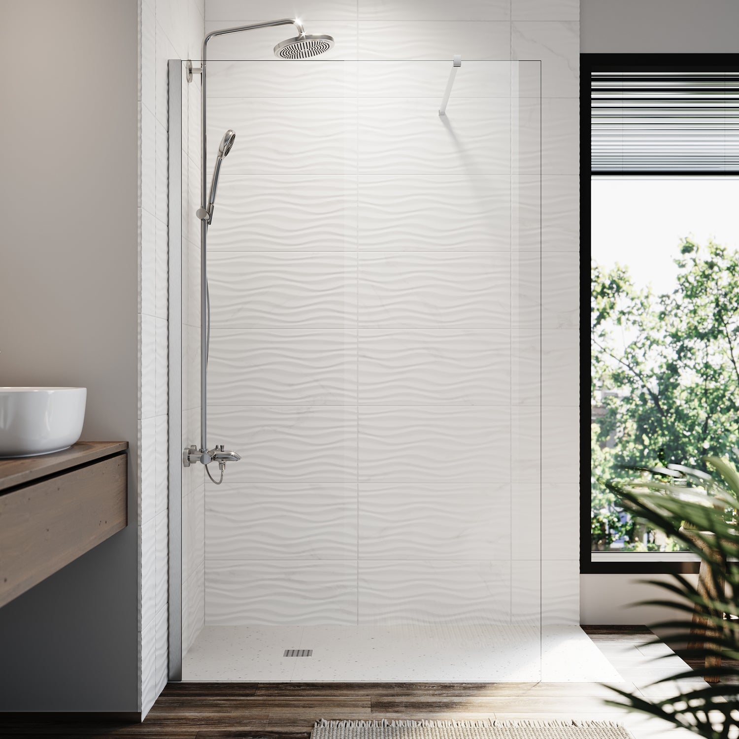 Elegant Showers Frameless Shower Walk in Shower Screen 8mm toughened safety glass