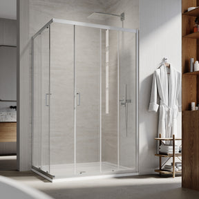 Square Sliding Doors, Corner shower enclosure with aluminum frame,  6mm safety tempered glass