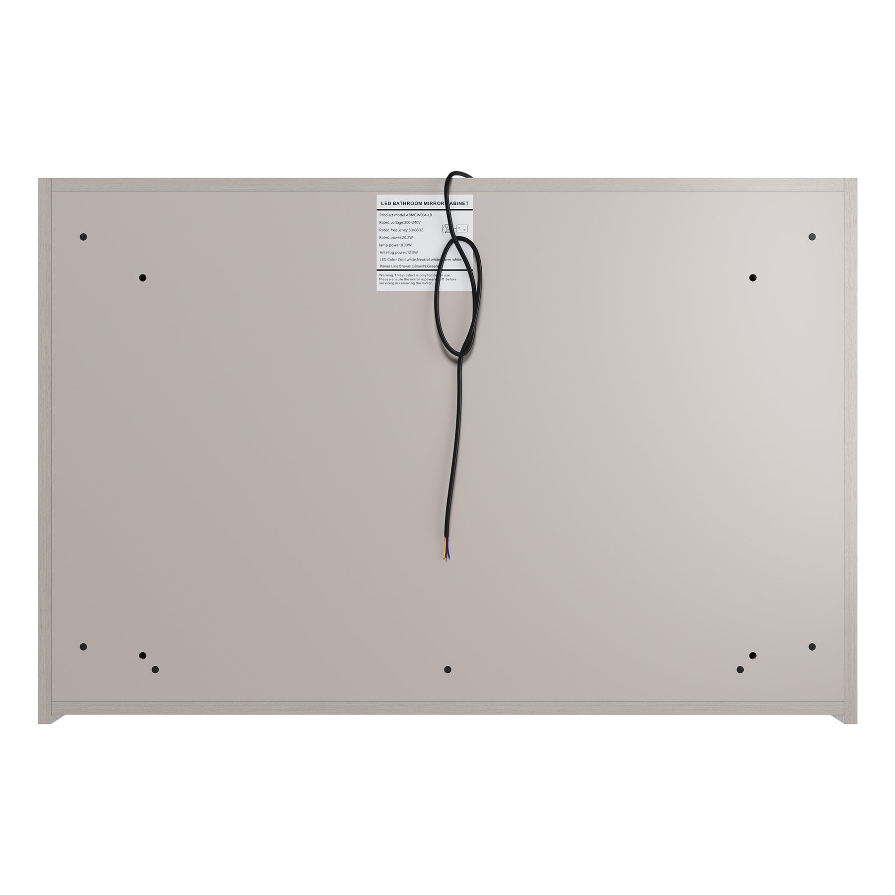 Three-door LED anti-fog bathroom cabinet, light coffee, 900x600x125mm