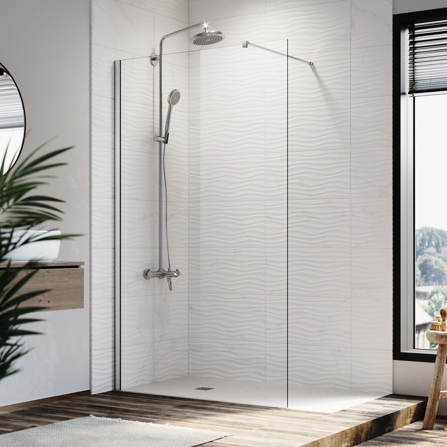 Elegant Showers Frameless Shower Walk in Shower Screen 8mm toughened safety glass