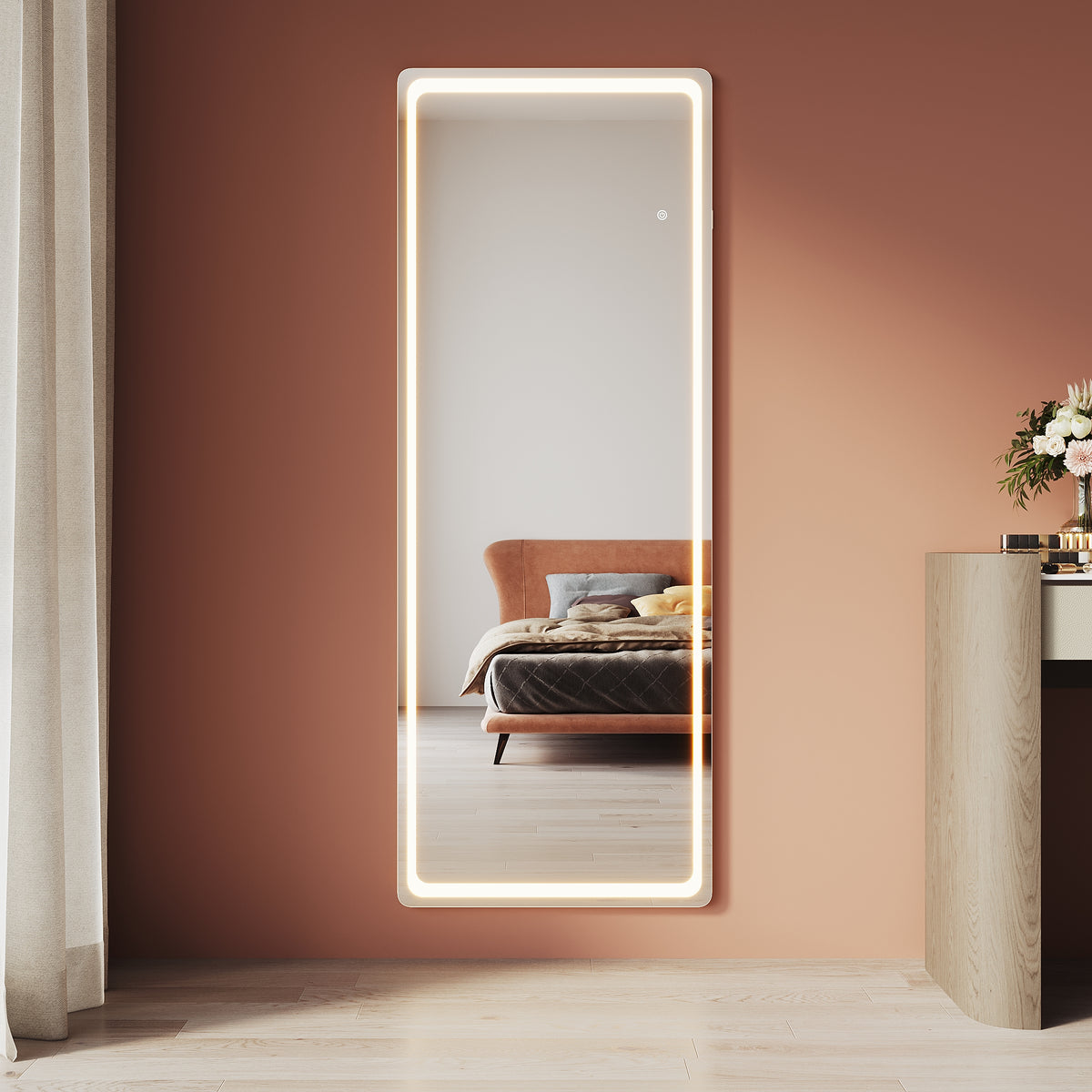 Floor-standing mirror, wall-mountable square full-length mirror 1600x600x35mm