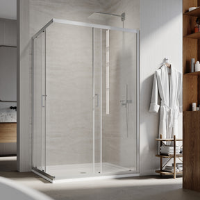 Square Sliding Doors, Corner shower enclosure with aluminum frame,  6mm safety tempered glass