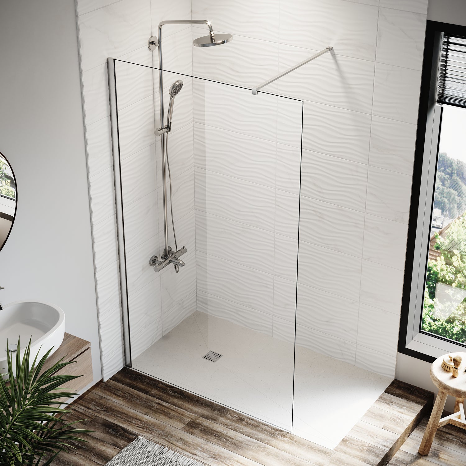 Elegant Showers Frameless Shower Walk in Shower Screen 8mm toughened safety glass